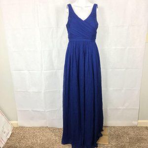 J Crew Heidi Silk Chiffon Navy Blue Gown Sz 6 New